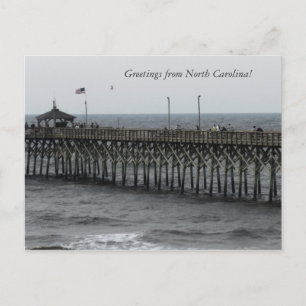 Greetings from North Carolina!" Pier Fishing Postcard
