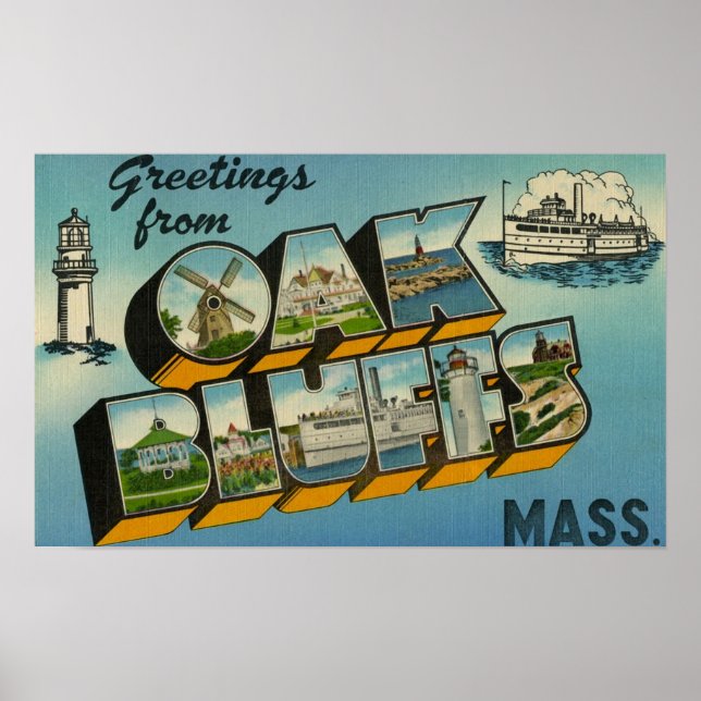 Greetings from Oak Bluffs Massachusetts Poster (Front)