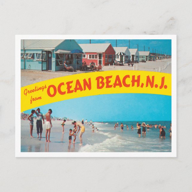 Greetings from Ocean Beach, New Jersey Travel Postcard (Front)