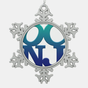 Greetings from Ocean City NJ Snowflake Pewter Christmas Ornament