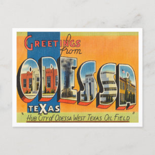 Greetings from Odessa, Texas Vintage Travel Postcard