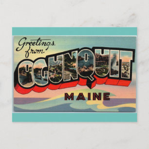 Greetings from Ogunquit Main vintage travel Postcard