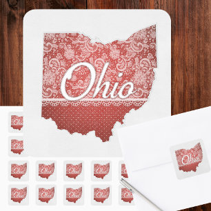 Greetings from Ohio Stitched Look Square Sticker