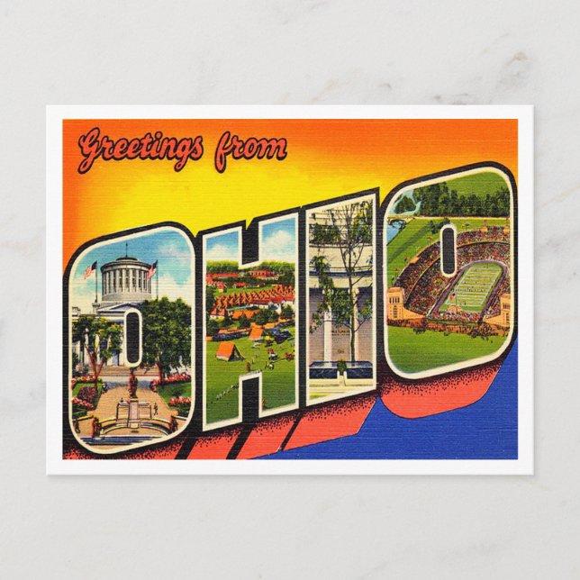 Greetings from Ohio Vintage Travel Postcard (Front)