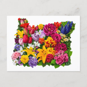 Greetings from Oregon Flowers in Bloom Postcard