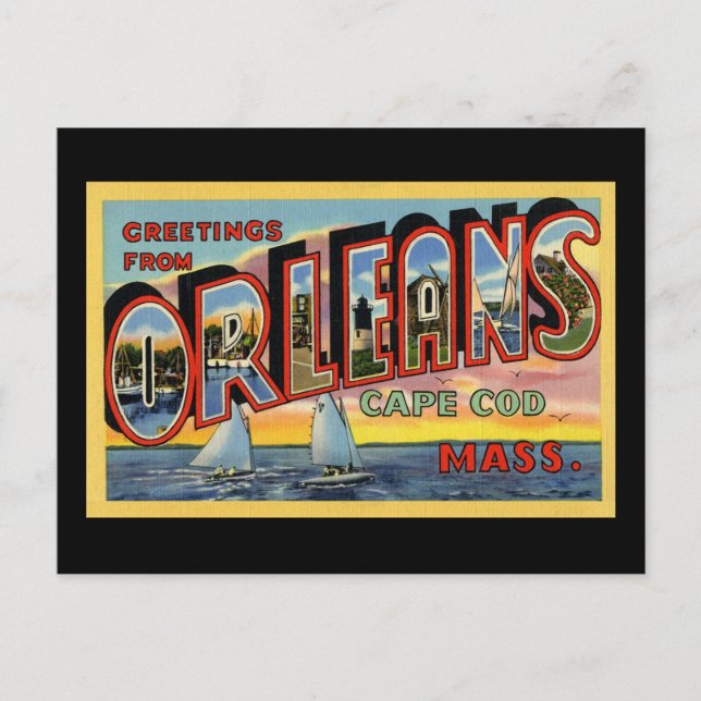 Greetings from Orleans Massachusetts Postcard (Front)