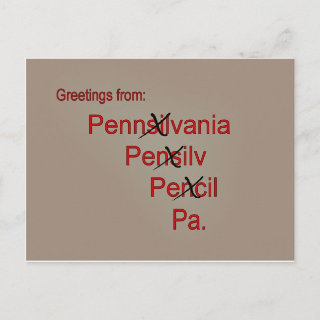 Greetings from Pa. Postcard (Front)