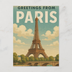 Greetings From Paris Postcard