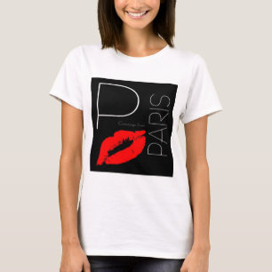 Greetings from Paris Red Lipstick Kiss Love T-Shirt