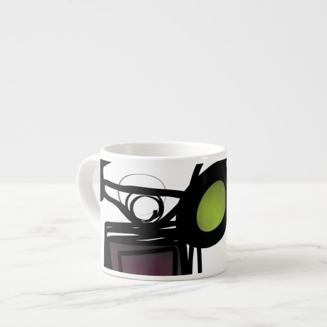 Greetings from Philydion: Abstract Black & White Espresso Cup (Front Left)