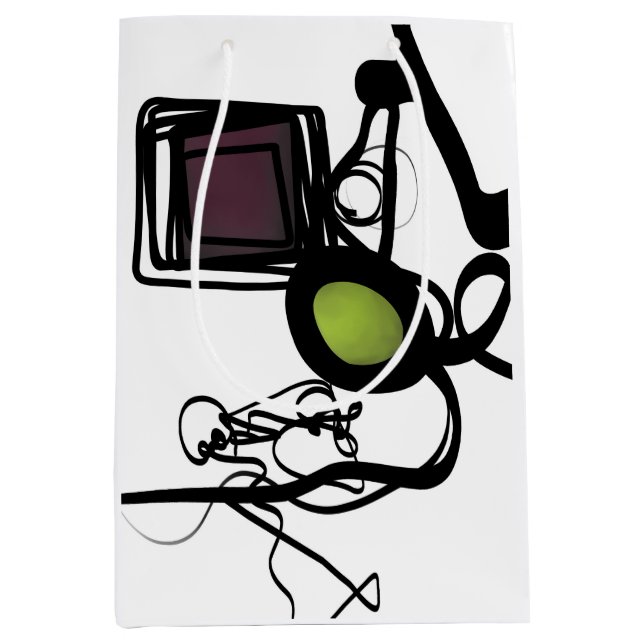 Greetings from Philydion: Abstract Black & White Medium Gift Bag (Front)