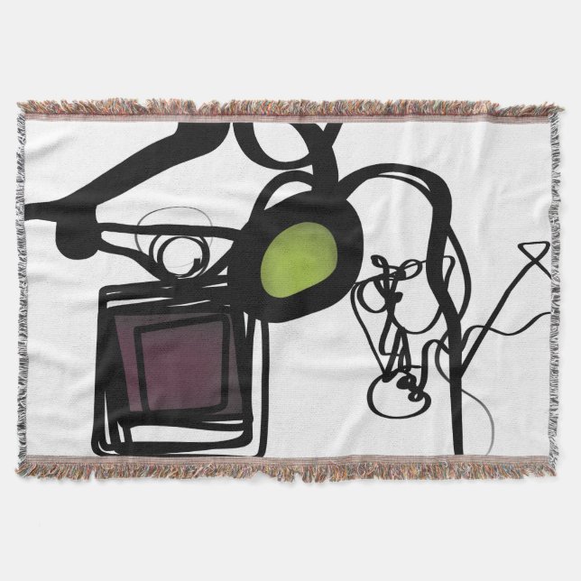 Greetings from Philydion: Abstract Black & White Throw Blanket (Front)