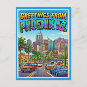 Greetings from Phoenix Arizona Retro Style Vintage Postcard