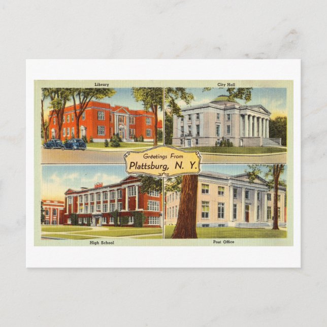 Greetings from Plattsburg, New York, Vintage Postcard (Front)