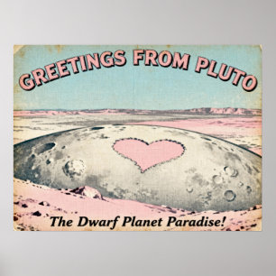 Greetings from Pluto Retro Sci‑Fi Poster
