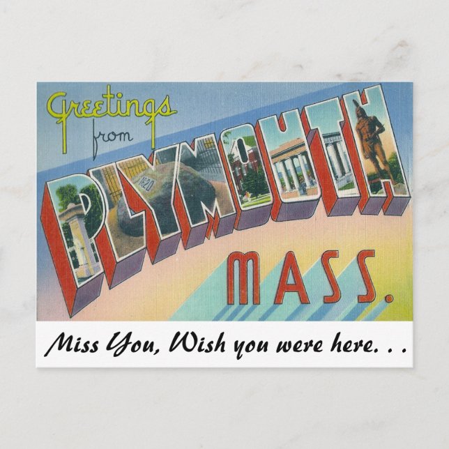 Greetings from Plymouth, Massachusetts Postcard (Front)
