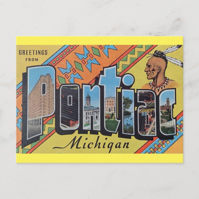 Greetings from Pontiac Michigan Postcard (Front)