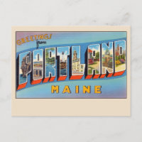 Greetings from Portland Maine Vintage Large Letter