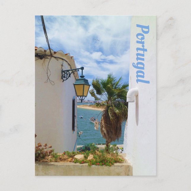 Greetings From Portugal Coastal Village Postcard (Front)