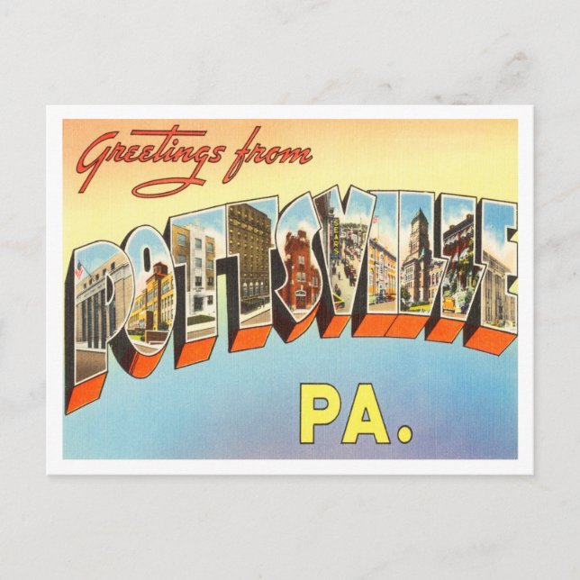Greetings from Pottsville, Pennsylvania Travel Postcard (Front)