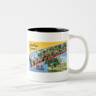 Greetings from Providence, RI Two-Tone Coffee Mug