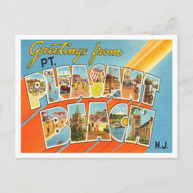 Greetings from Pt. Pleasant Beach, New Jersey Postcard (Front)