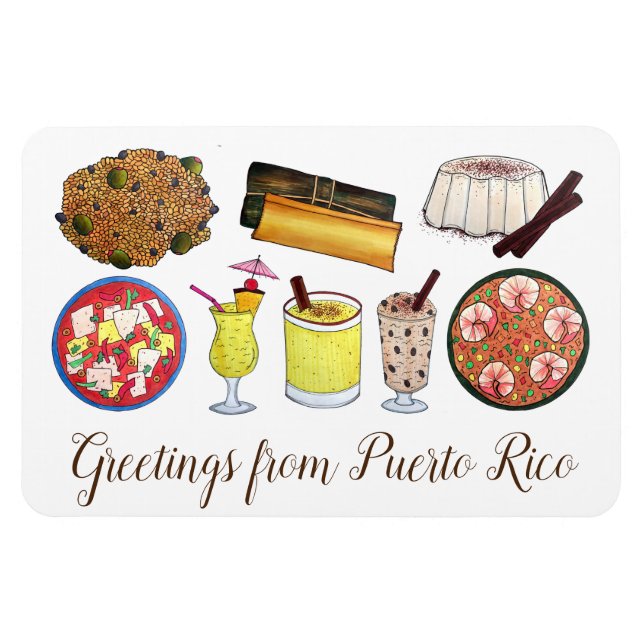 Greetings from Puerto Rico Carribean Island Foods Magnet (Horizontal)