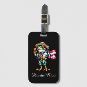 Greetings From Puerto Rico Coqui Frog Boricua Luggage Tag