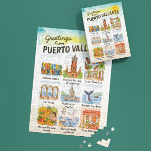 Greetings from Puerto Vallarta   Watercolor Travel Jigsaw Puzzle