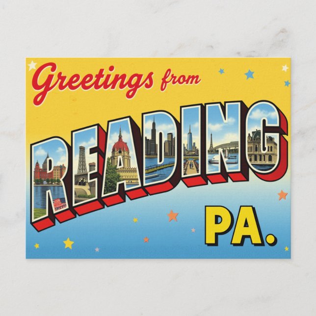 Greetings from Reading PA Postcard (Front)
