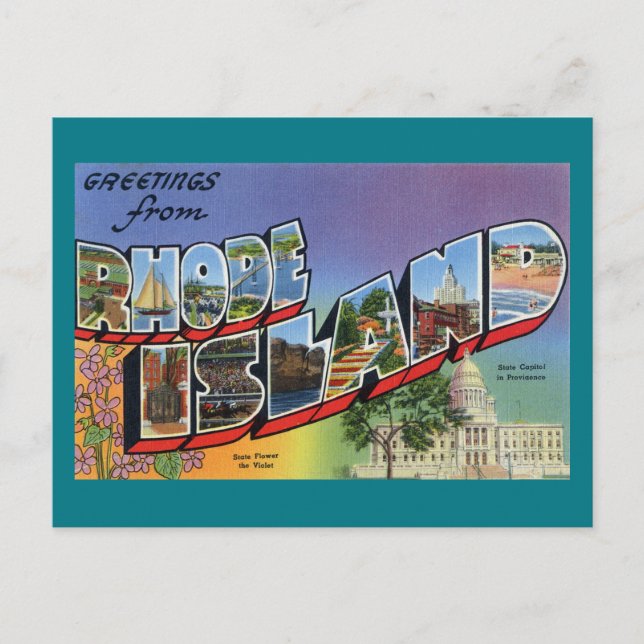 Greetings From Rhode Island Postcard (Front)
