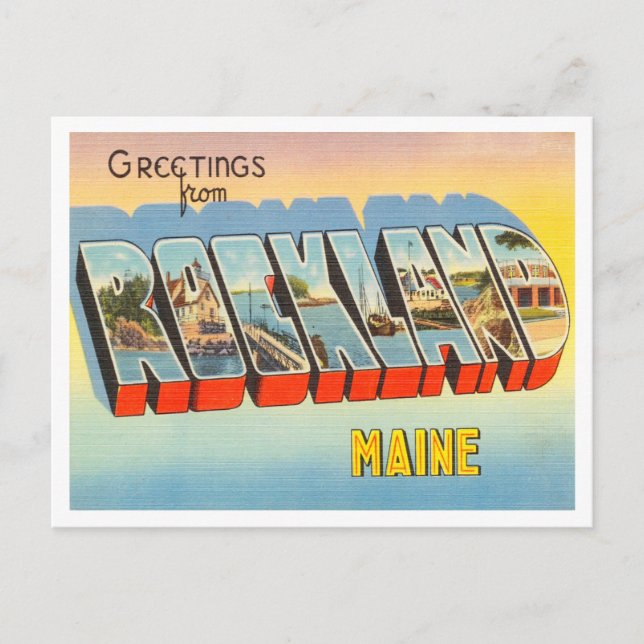 Greetings from Rockland, Maine Vintage Travel Postcard (Front)