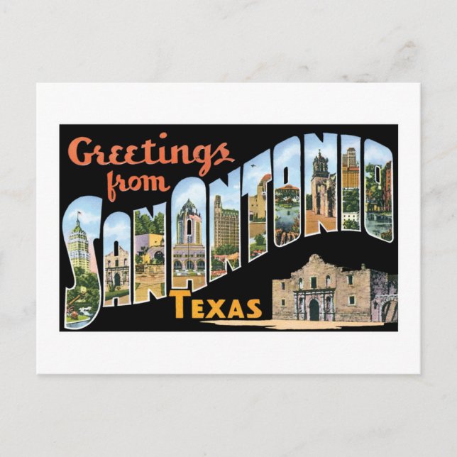 Greetings from San Antonio, Texas! Retro Post Card (Front)