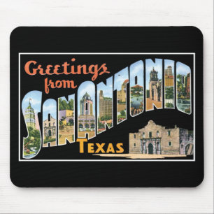 Greetings from San Antonio, Texas! Retro Post Card Mouse Pad