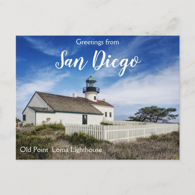 Greetings from San Diego Old Point Loma Lighthouse Postcard (Front)