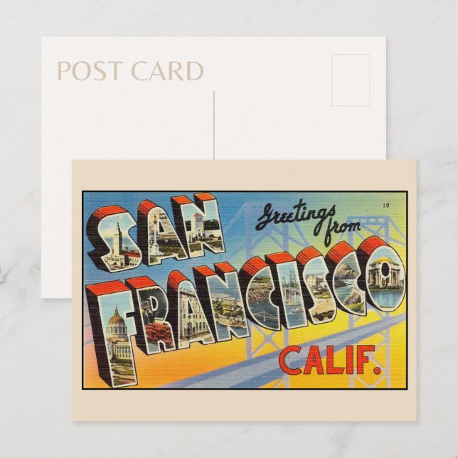 Greetings from San Francisco Large Letter Vintage Postcard (Front/Back)
