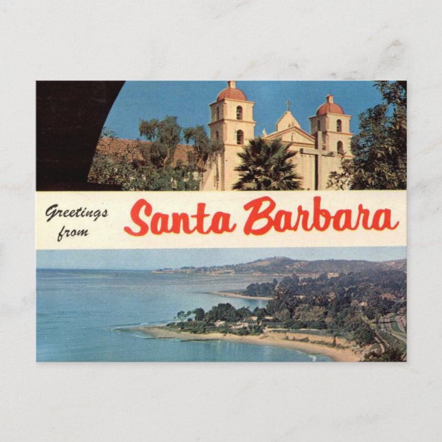 Greetings from Santa Barbara Vintage  Postcard (Front)