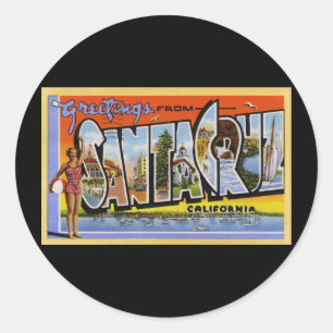 Greetings from Santa Cruz California Classic Round Sticker