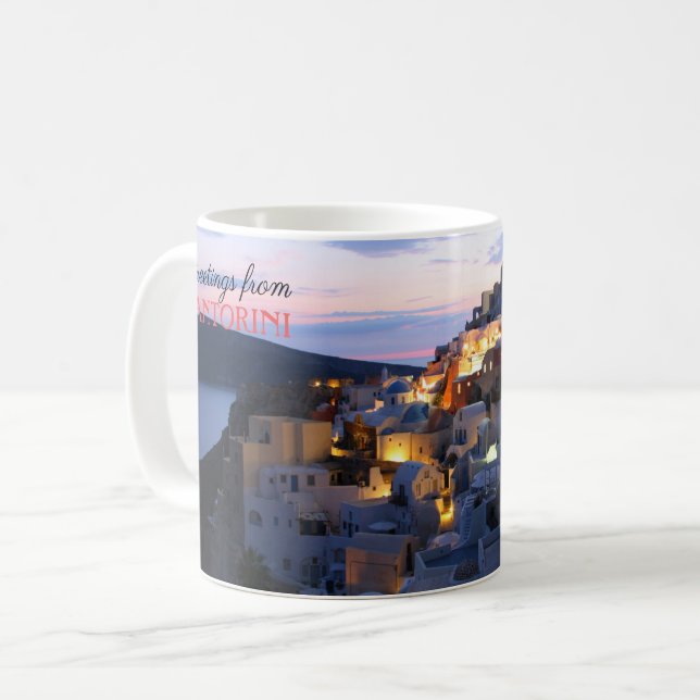 Greetings from Santorini Coffee Mug (Front Left)