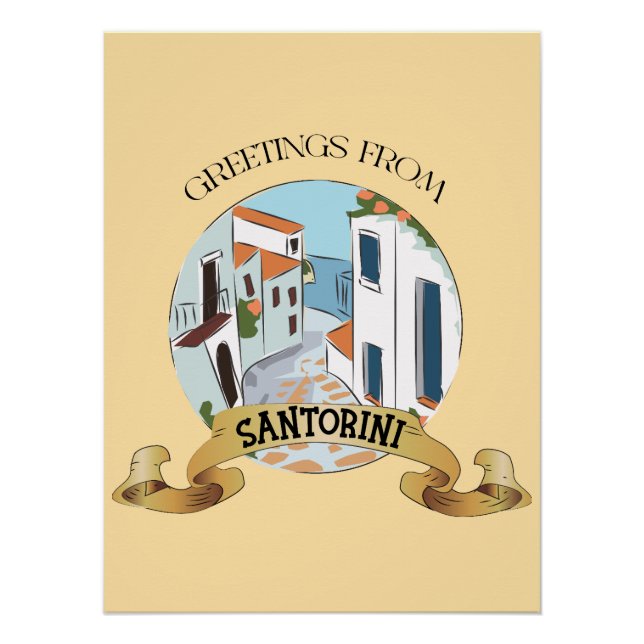 Greetings From Santorini Sign (Front)
