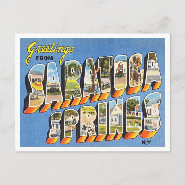 Greetings from Saratoga Springs, New York Travel Postcard (Front)