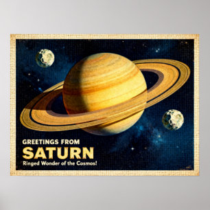 Greetings from Saturn Retro Sci‑Fi Poster