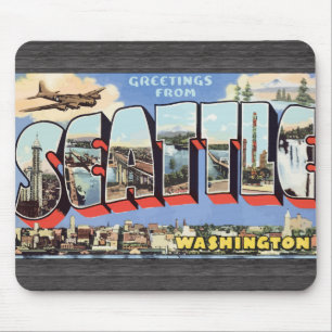 Greetings From Seattle Washington, Vintage Mouse Pad