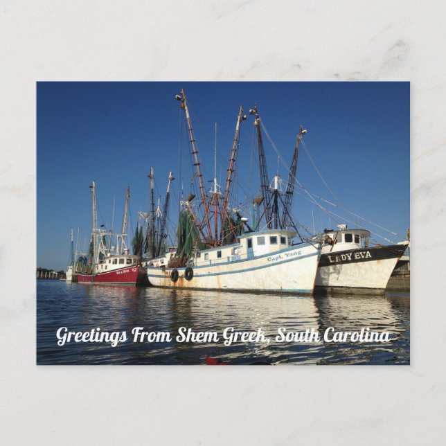 Greetings From Shem Creek, South Carolina Postcard (Front)