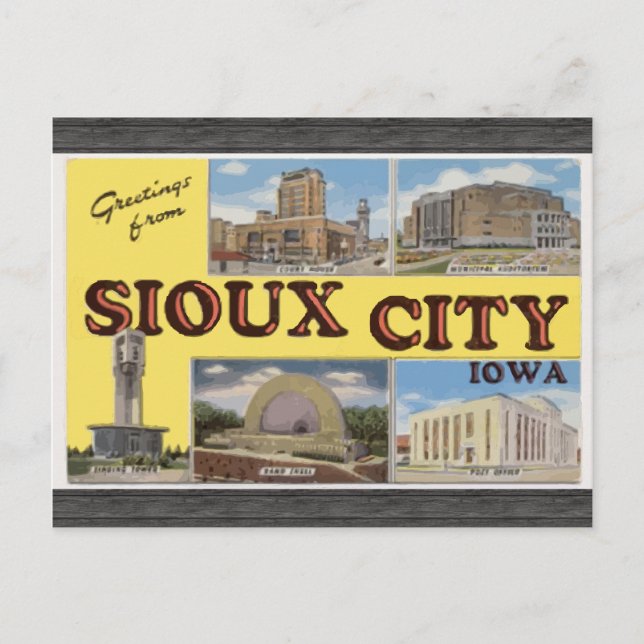 Greetings From Sioux City Iowa, Vintage Postcard (Front)