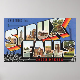 Greetings From Sioux Falls South Dakota, Vintage Poster