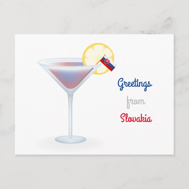 Greetings From Slovakia Cocktail Holiday Postcard (Front)
