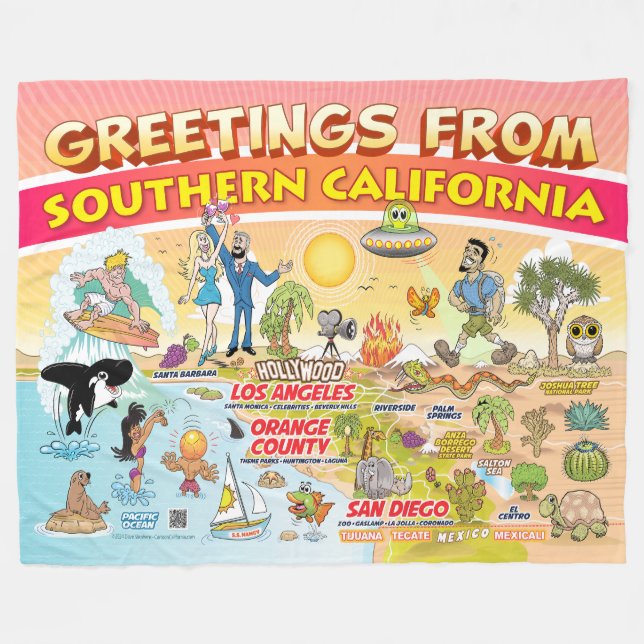 Greetings from SoCal Fleece Blanket (Front (Horizontal))
