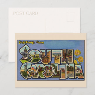 Greetings from South Carolina Large Letter Vintage Postcard