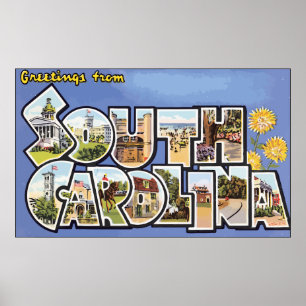 Greetings From South Carolina, Vintage Poster